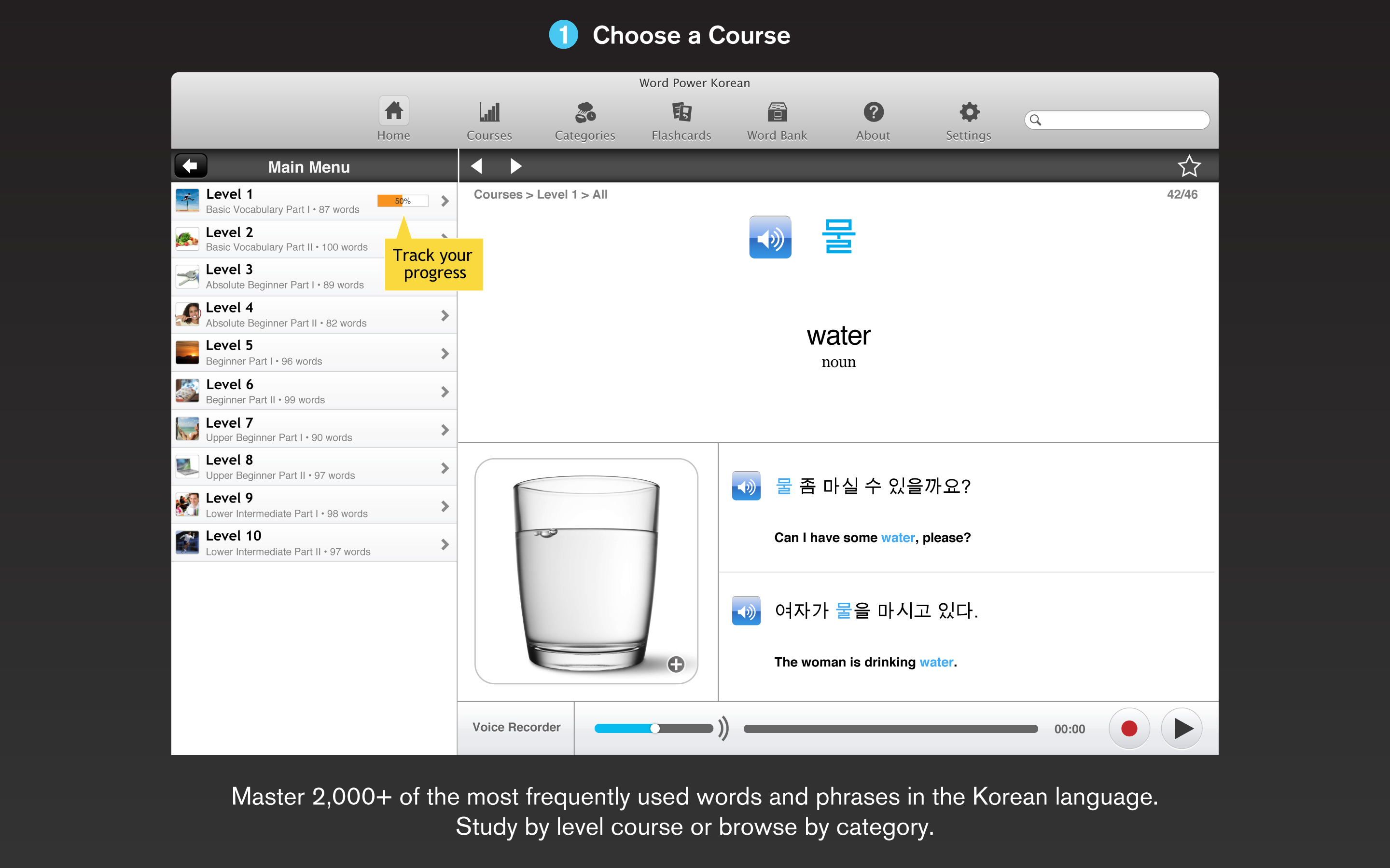 Screenshot 1 - Learn Korean - Gengo WordPower 